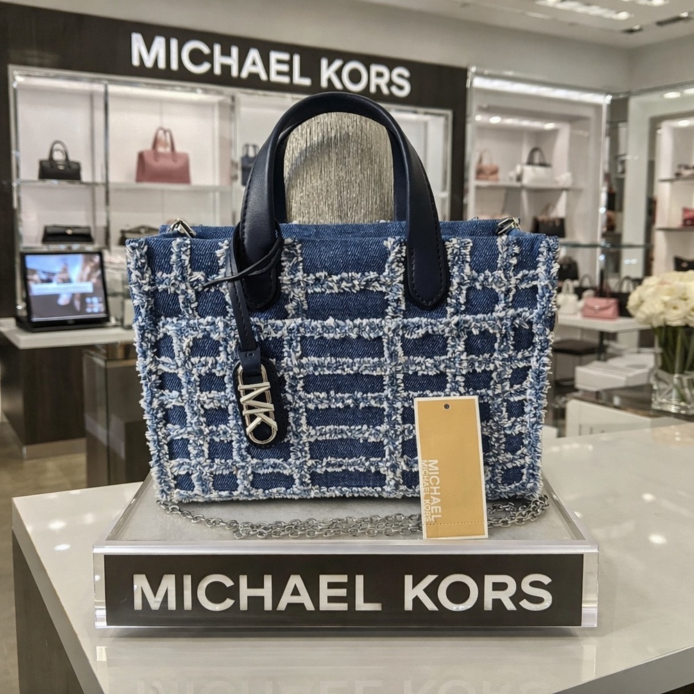 Michael Kors Navy Denim Tweed Satchel